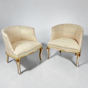 Pair of low bucket armchairs antique chair armchair